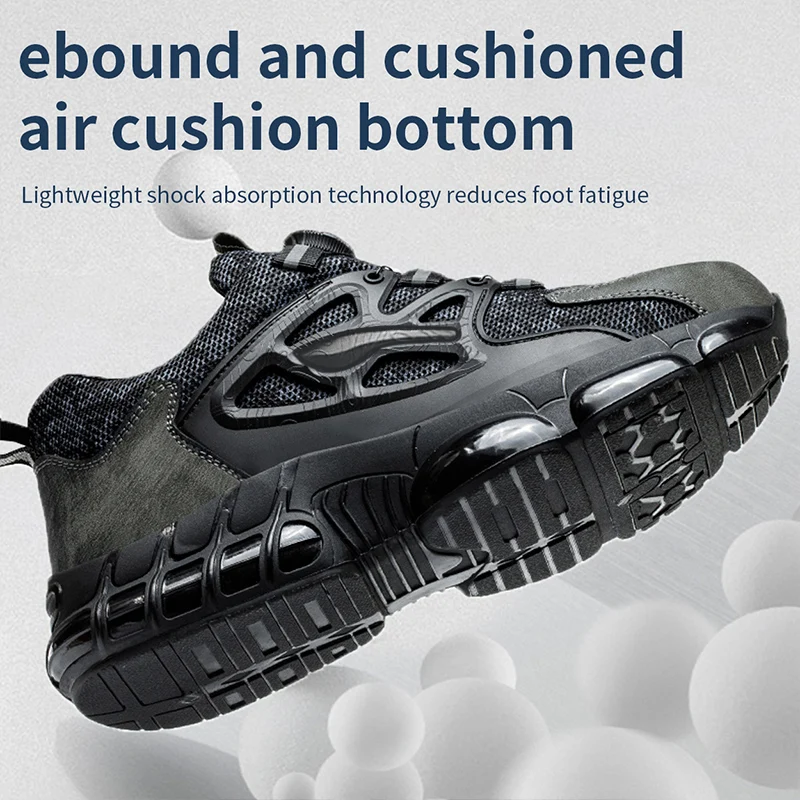 New Rotating Button Safety Shoes Men Anti-smash Anti-puncture Work Shoes Fashion Men Sport Shoes Men Security Mining Boots