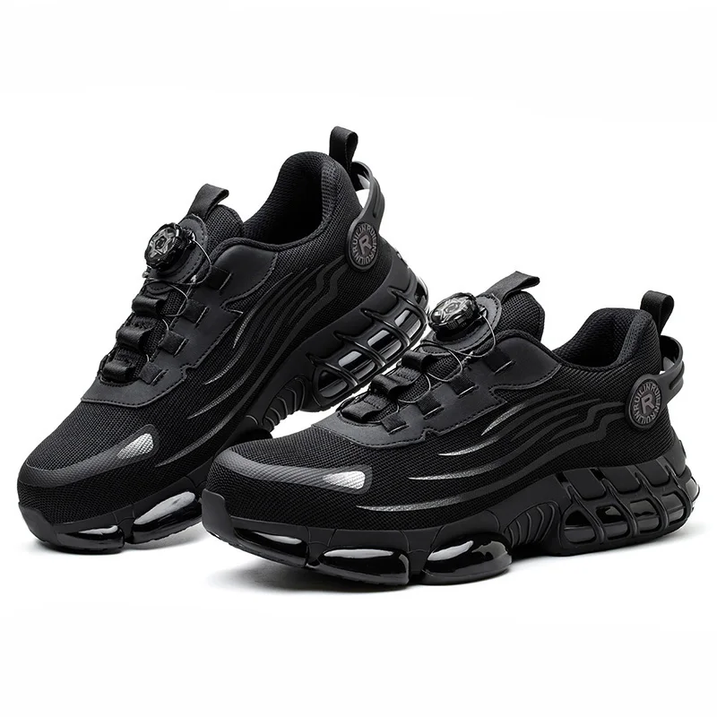 New Rotating Button Safety Shoes Men Anti-smash Anti-puncture Work Shoes Fashion Men Sport Shoes Men Security Mining Boots