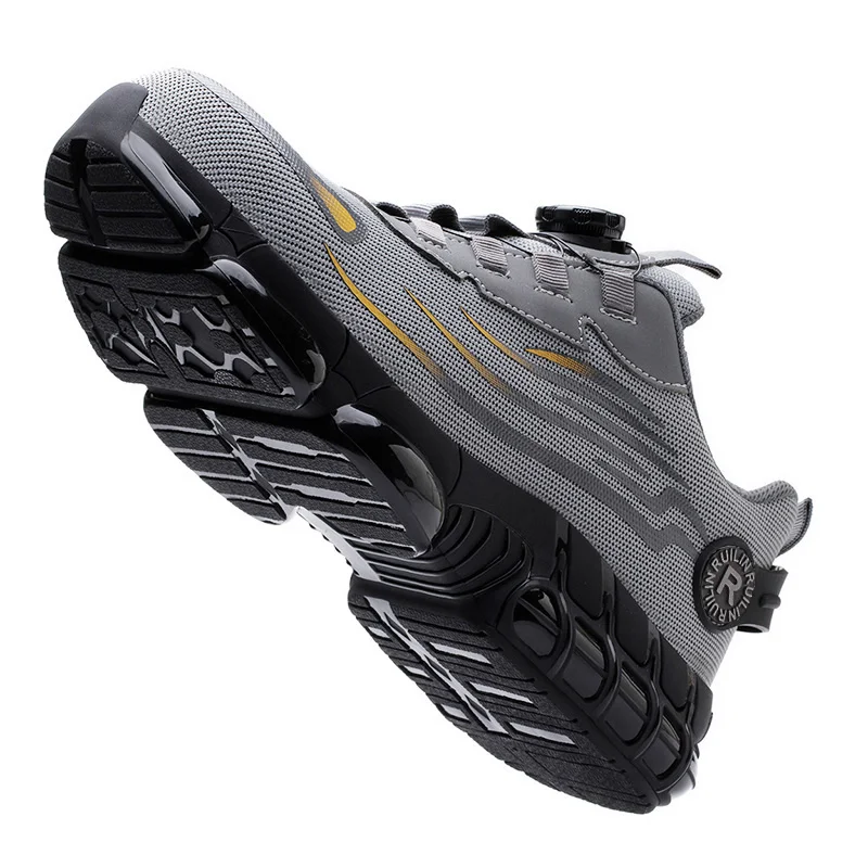 New Rotating Button Safety Shoes Men Anti-smash Anti-puncture Work Shoes Fashion Men Sport Shoes Men Security Mining Boots