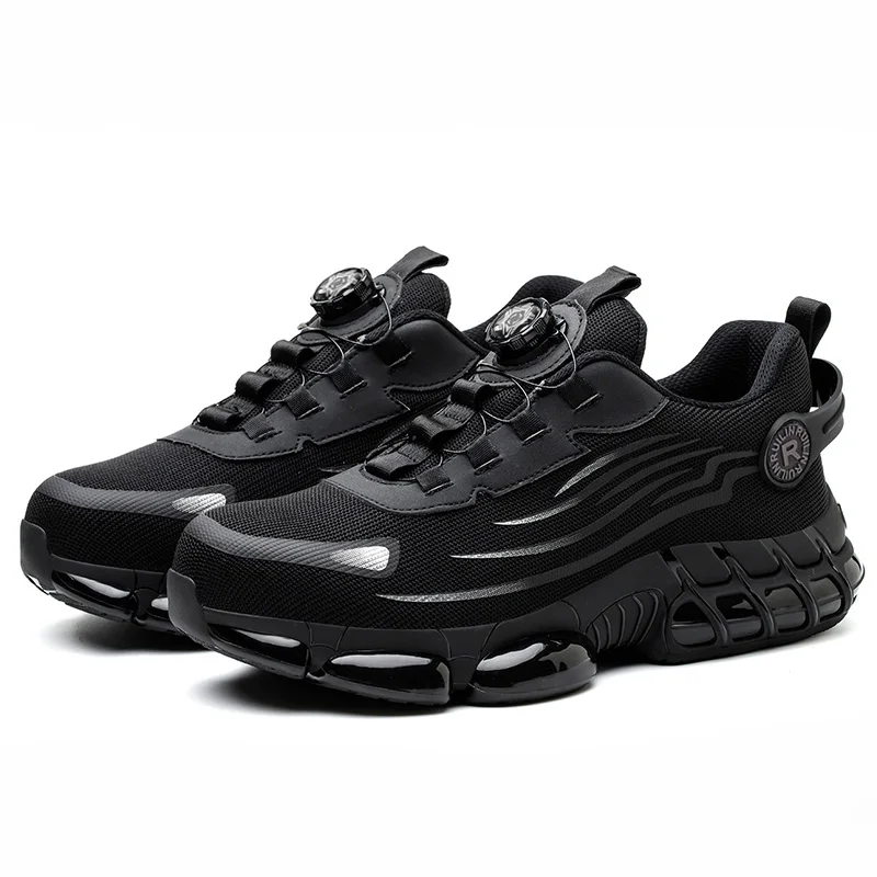 New Rotating Button Safety Shoes Men Anti-smash Anti-puncture Work Shoes Fashion Men Sport Shoes Men Security Mining Boots