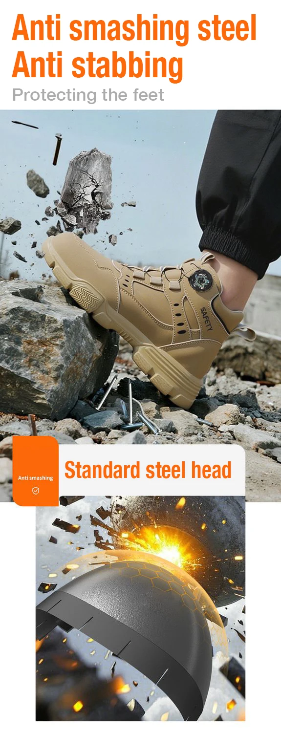 Halloween Men's Steel Toe Work Boots Water-Resistant Anti-Impact Puncture-Proof Tactical Hiking Boots for Industrial Outdoor Use