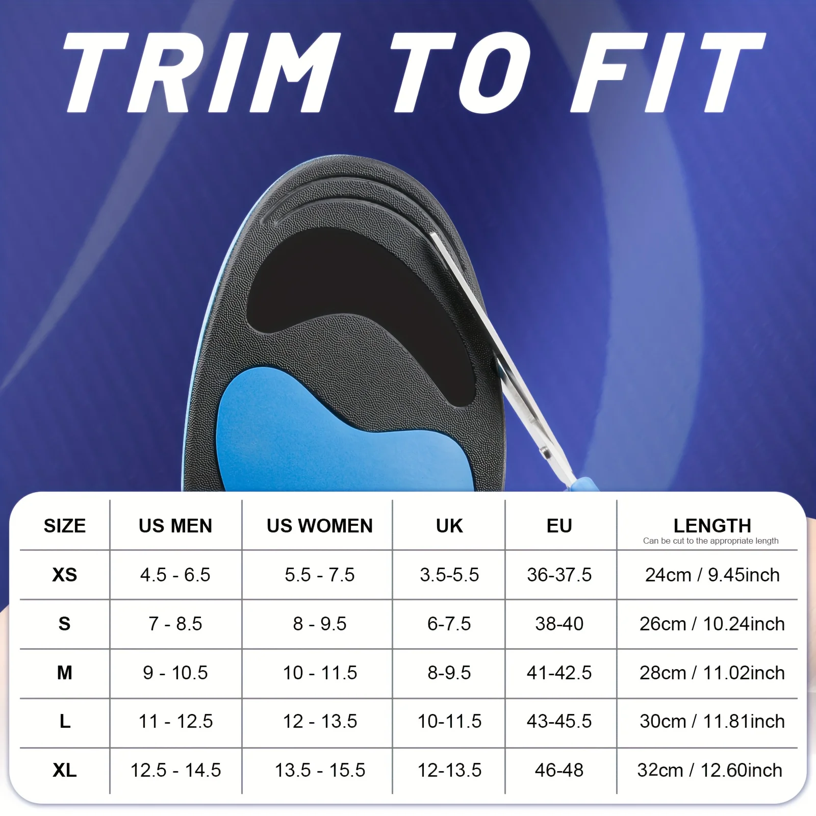 RooRuns Orthotic Insoles, Plantar Fasciitis Relief, Arch Support Insoles for Women & Men, Flat Feet Shoe Inserts for Sports