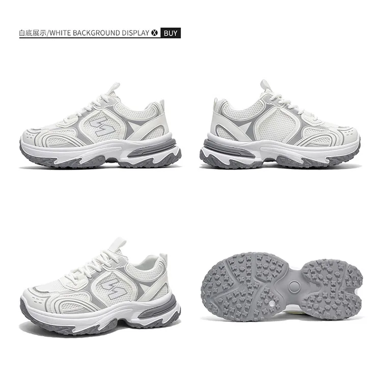 Men Gradient Silver Chunky Sneakers Mesh Breathable Platform Shoes Non Slip Thick Sole Casual Walking Footwear 2 Colors