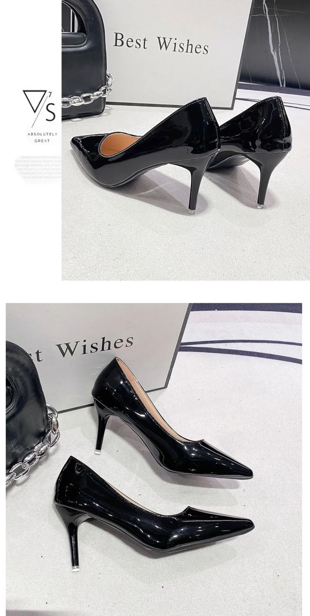 2026 New Sexy Black Sole Thin 6cm 8cm 10cm Heel High Heels Classic Style Black Office Work Shoes Light Lady Pumps Plus Size 43