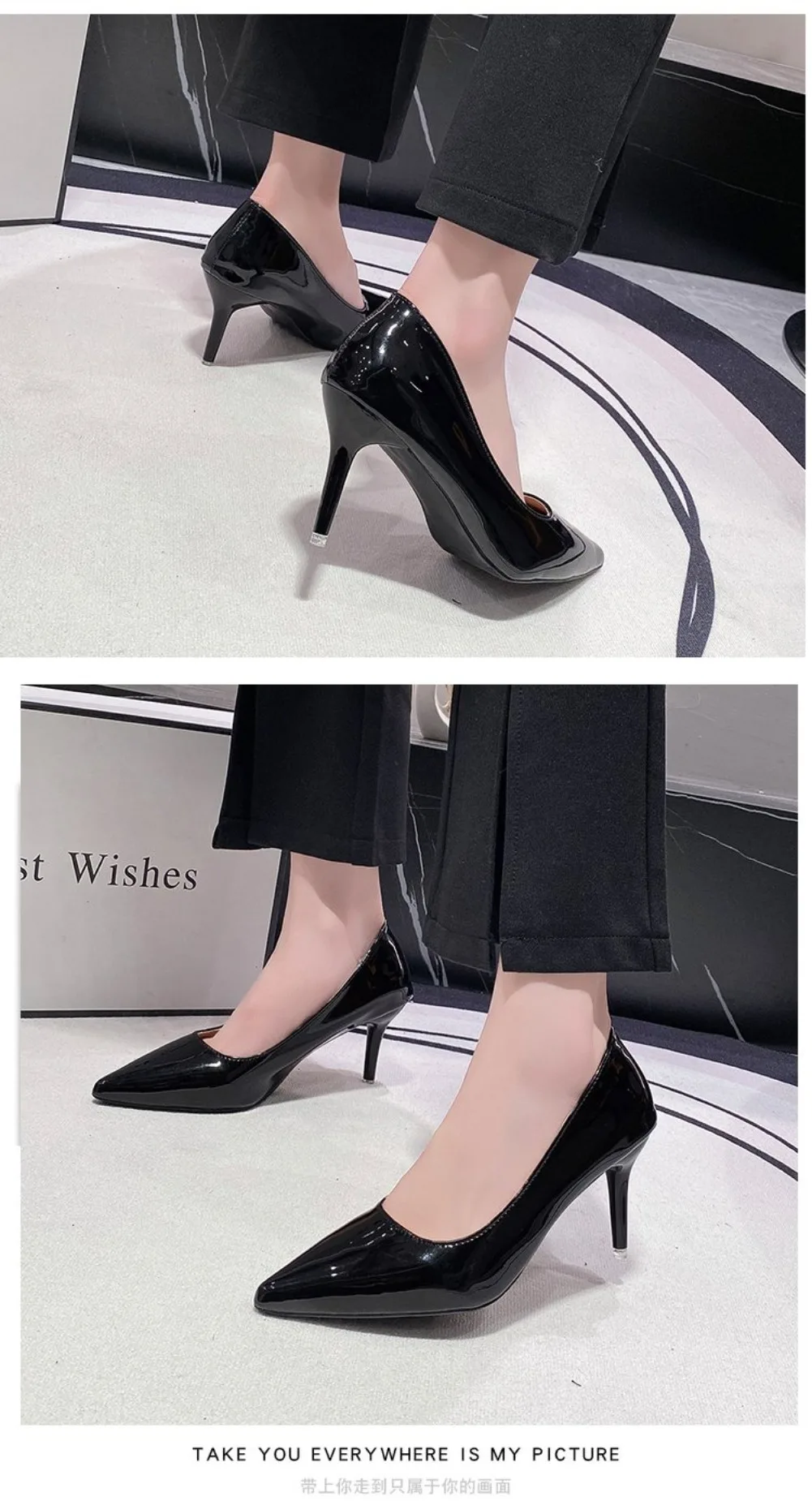 2026 New Sexy Black Sole Thin 6cm 8cm 10cm Heel High Heels Classic Style Black Office Work Shoes Light Lady Pumps Plus Size 43