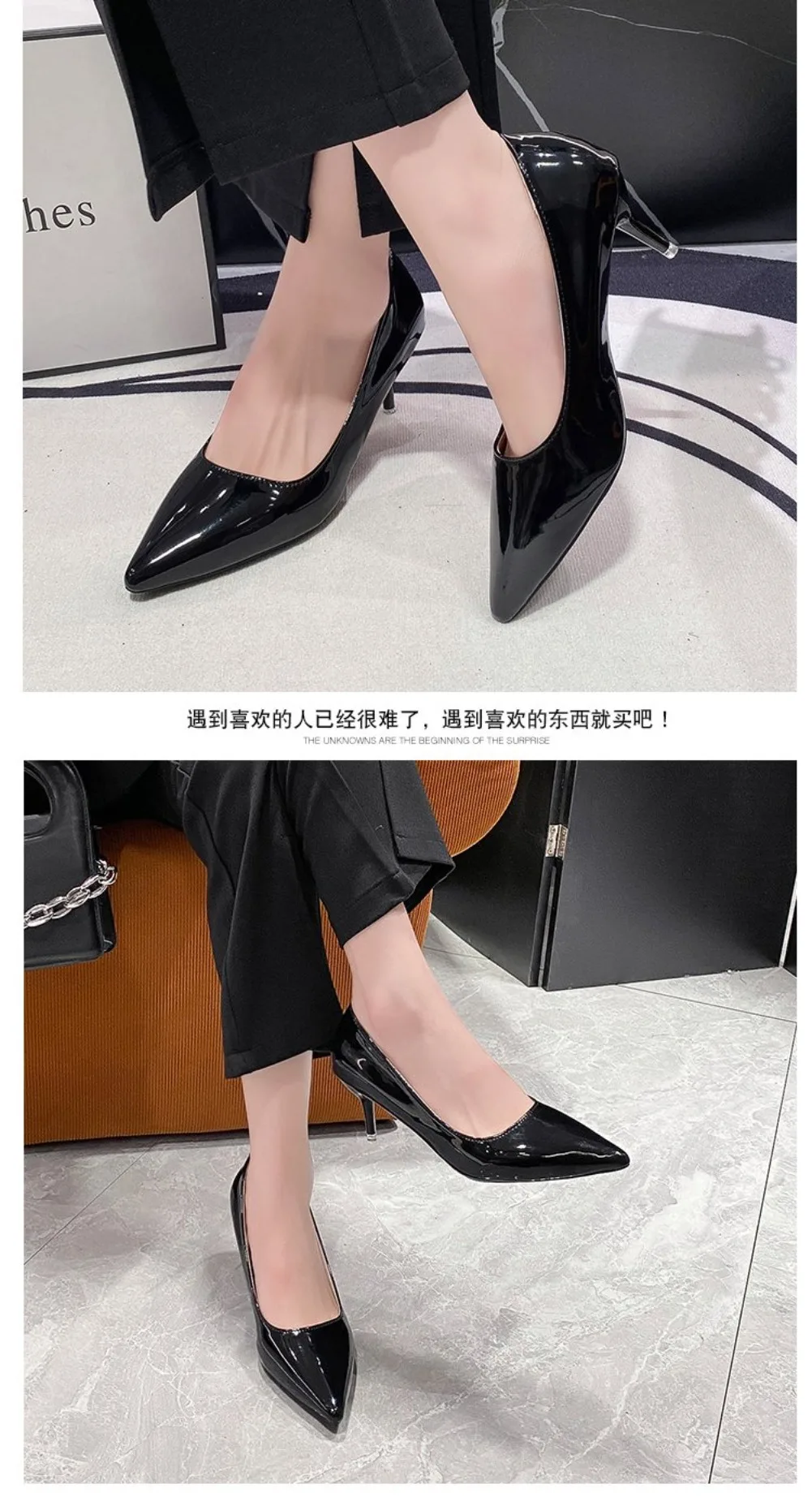 2026 New Sexy Black Sole Thin 6cm 8cm 10cm Heel High Heels Classic Style Black Office Work Shoes Light Lady Pumps Plus Size 43