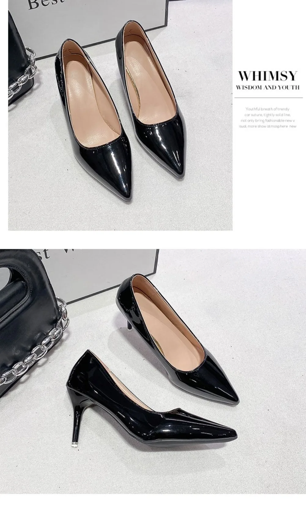2026 New Sexy Black Sole Thin 6cm 8cm 10cm Heel High Heels Classic Style Black Office Work Shoes Light Lady Pumps Plus Size 43