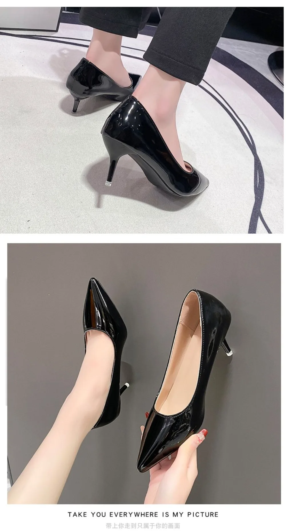 2026 New Sexy Black Sole Thin 6cm 8cm 10cm Heel High Heels Classic Style Black Office Work Shoes Light Lady Pumps Plus Size 43