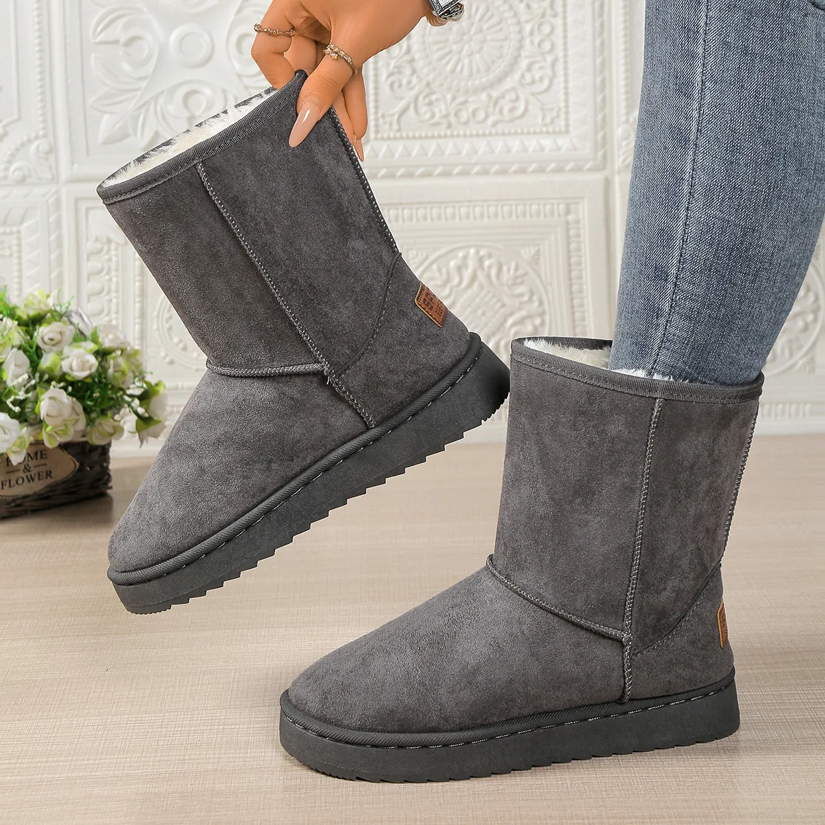 Mid Calf Snow Boots Women Waterproof Warm Platform Boots Large Size Winter Slip On Flat Casual Woman Booties 2026 New Fashion