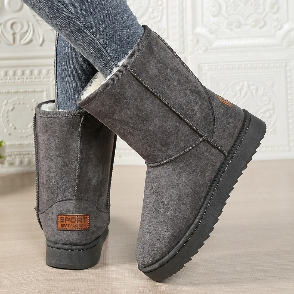 Mid Calf Snow Boots Women Waterproof Warm Platform Boots Large Size Winter Slip On Flat Casual Woman Booties 2026 New Fashion