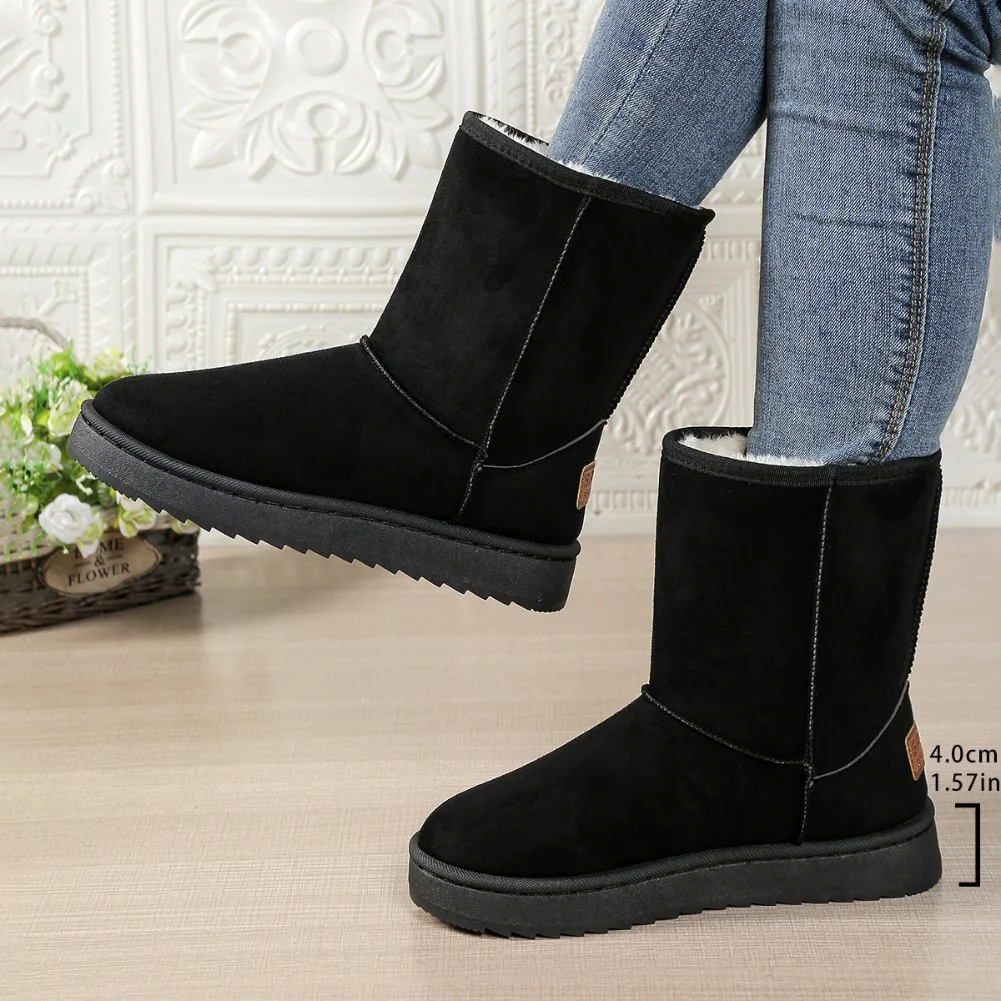 Mid Calf Snow Boots Women Waterproof Warm Platform Boots Large Size Winter Slip On Flat Casual Woman Booties 2026 New Fashion