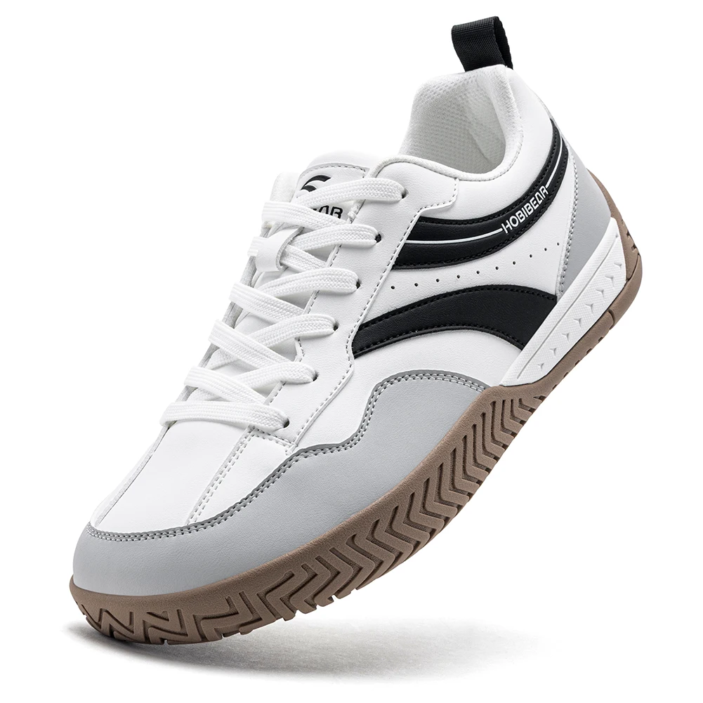HOBIBEAR Wide Toe Box Sneakers Unisex Artificial Leather Walking Shoes Retro Comfortable Lightweight Non-Slip Lace Up Footwear