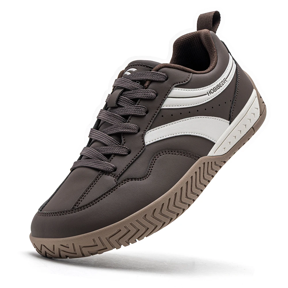 HOBIBEAR Wide Toe Box Sneakers Unisex Artificial Leather Walking Shoes Retro Comfortable Lightweight Non-Slip Lace Up Footwear