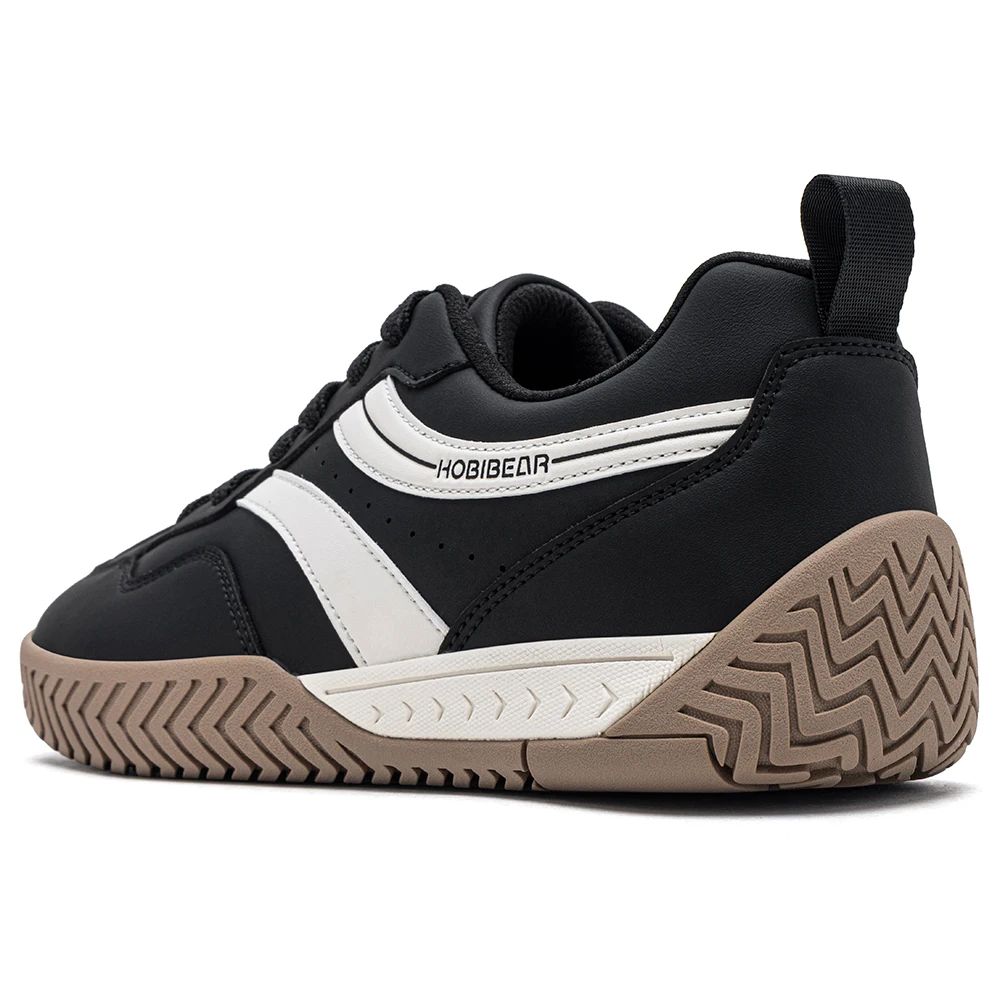 HOBIBEAR Wide Toe Box Sneakers Unisex Artificial Leather Walking Shoes Retro Comfortable Lightweight Non-Slip Lace Up Footwear