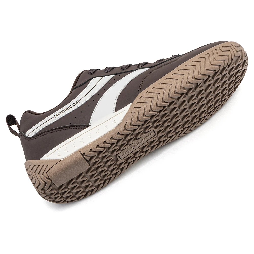 HOBIBEAR Wide Toe Box Sneakers Unisex Artificial Leather Walking Shoes Retro Comfortable Lightweight Non-Slip Lace Up Footwear