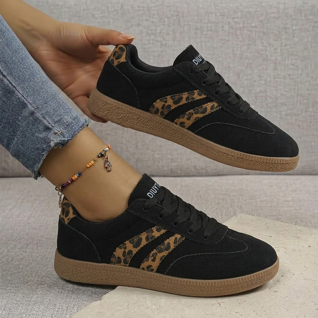 2026 Summer Leopard Print Striped Women's Shoes Size 35-44 Fashion Couple Thick-Soled New Trendy Student Running Outdoor Sports Casual Shoes