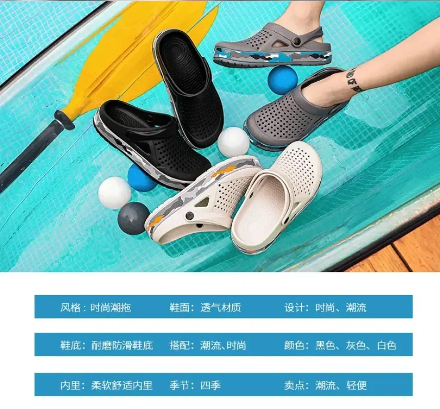 Summer Men Shoes Clogs Slippers Men Garden Flat Sandals Platform Sandals Man Water Shoes Male Sneakers Outdoor Home Slippers
