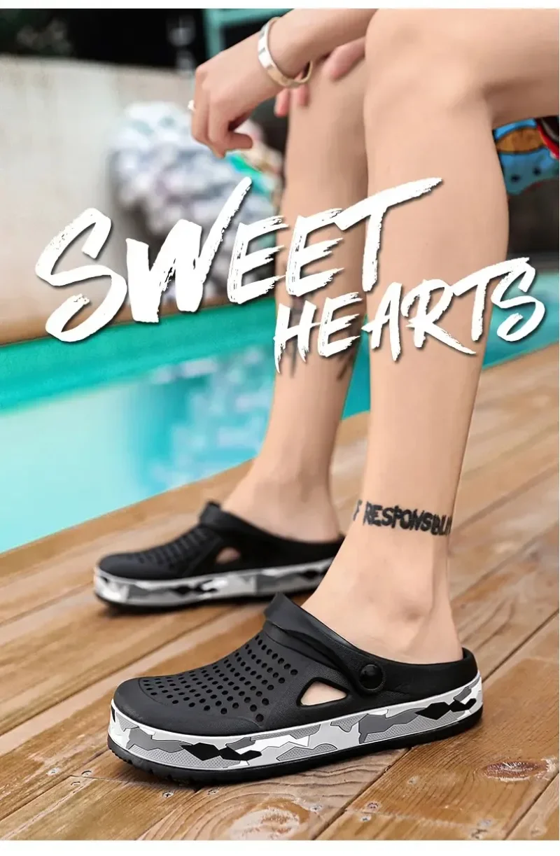 Summer Men Shoes Clogs Slippers Men Garden Flat Sandals Platform Sandals Man Water Shoes Male Sneakers Outdoor Home Slippers