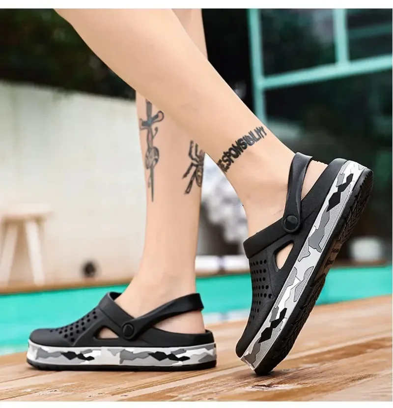 Summer Men Shoes Clogs Slippers Men Garden Flat Sandals Platform Sandals Man Water Shoes Male Sneakers Outdoor Home Slippers