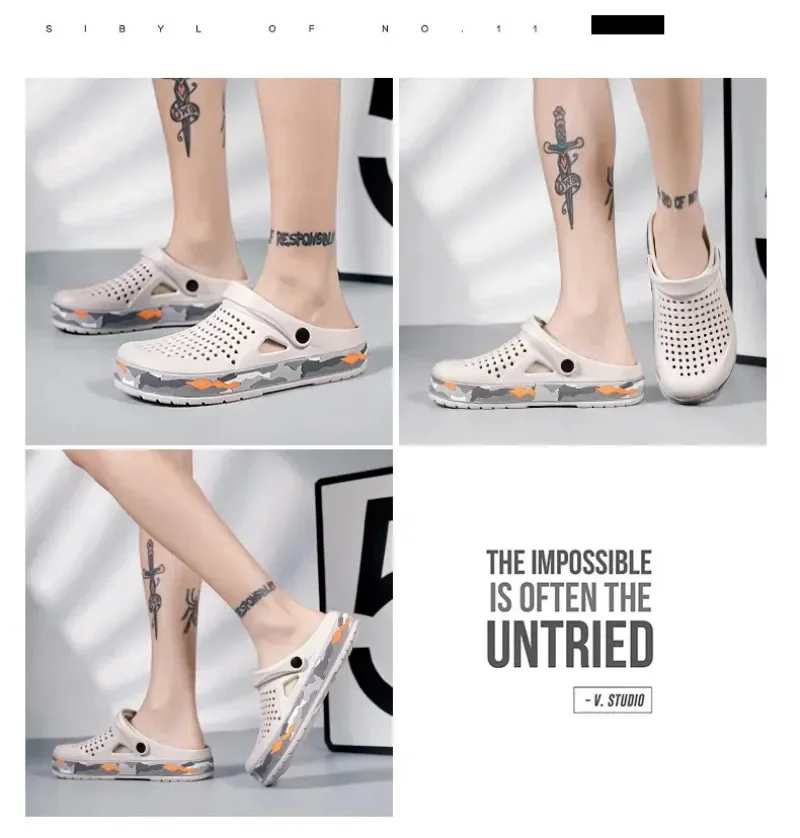Summer Men Shoes Clogs Slippers Men Garden Flat Sandals Platform Sandals Man Water Shoes Male Sneakers Outdoor Home Slippers