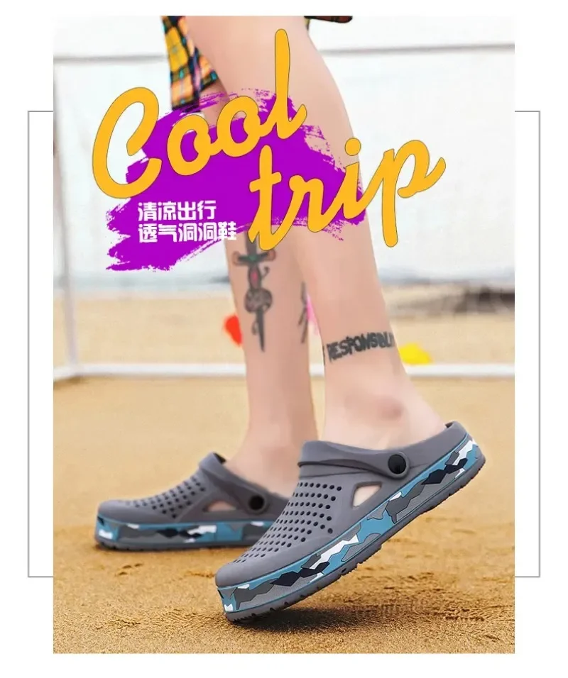 Summer Men Shoes Clogs Slippers Men Garden Flat Sandals Platform Sandals Man Water Shoes Male Sneakers Outdoor Home Slippers