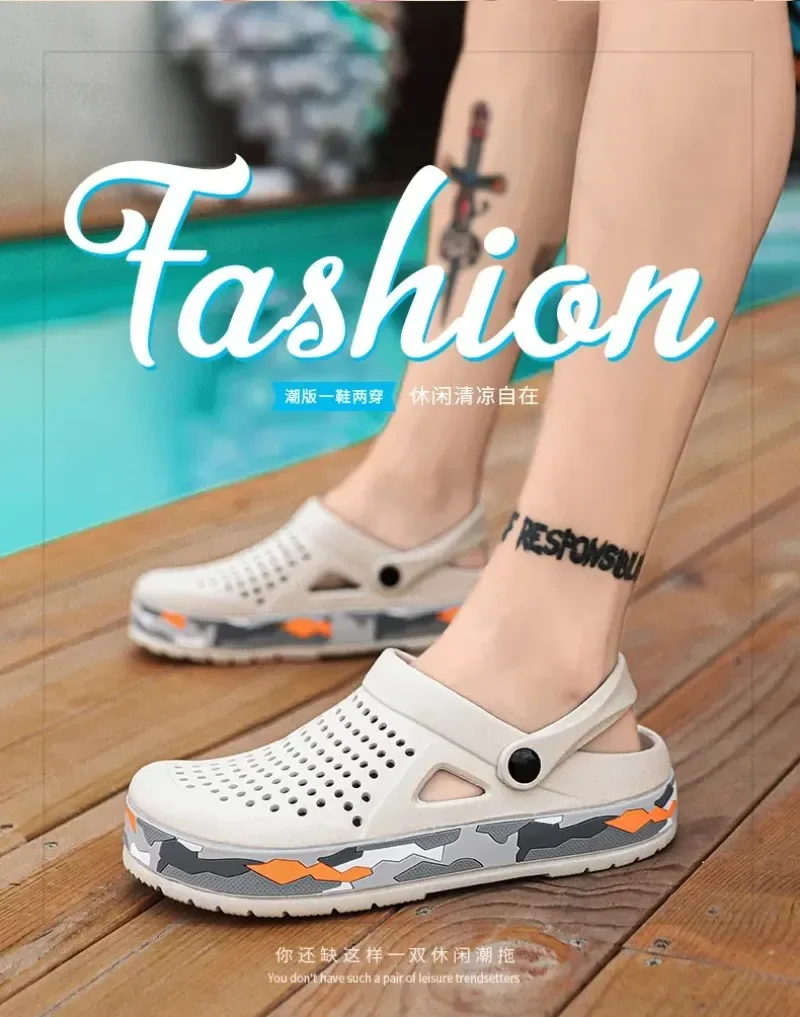 Summer Men Shoes Clogs Slippers Men Garden Flat Sandals Platform Sandals Man Water Shoes Male Sneakers Outdoor Home Slippers