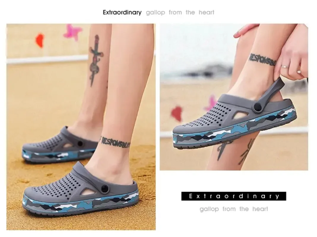 Summer Men Shoes Clogs Slippers Men Garden Flat Sandals Platform Sandals Man Water Shoes Male Sneakers Outdoor Home Slippers