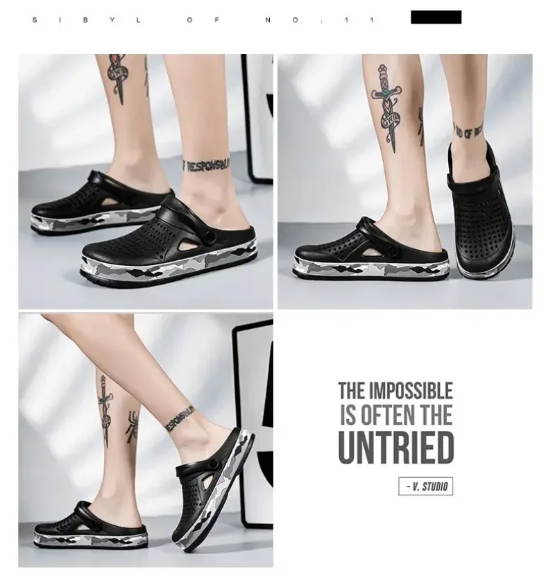 Summer Men Shoes Clogs Slippers Men Garden Flat Sandals Platform Sandals Man Water Shoes Male Sneakers Outdoor Home Slippers