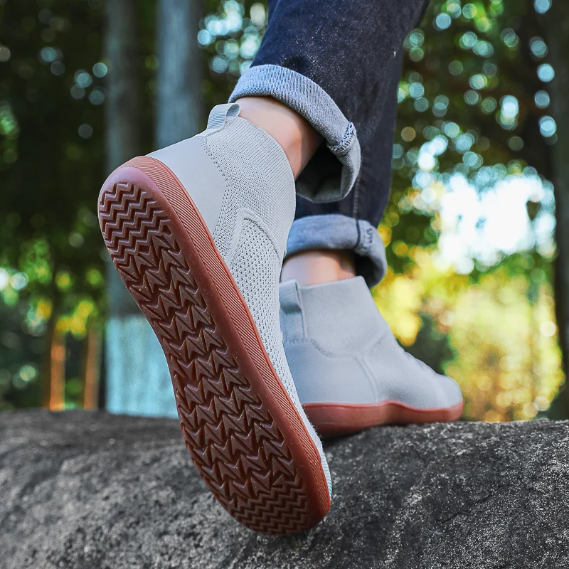 Mid-Top Barefoot Shoes Unisex Wide Toe Box Trail Running Sneakes Mens Womens Zero Drop Lace Up Outdoor Walking Non-Slip Boots
