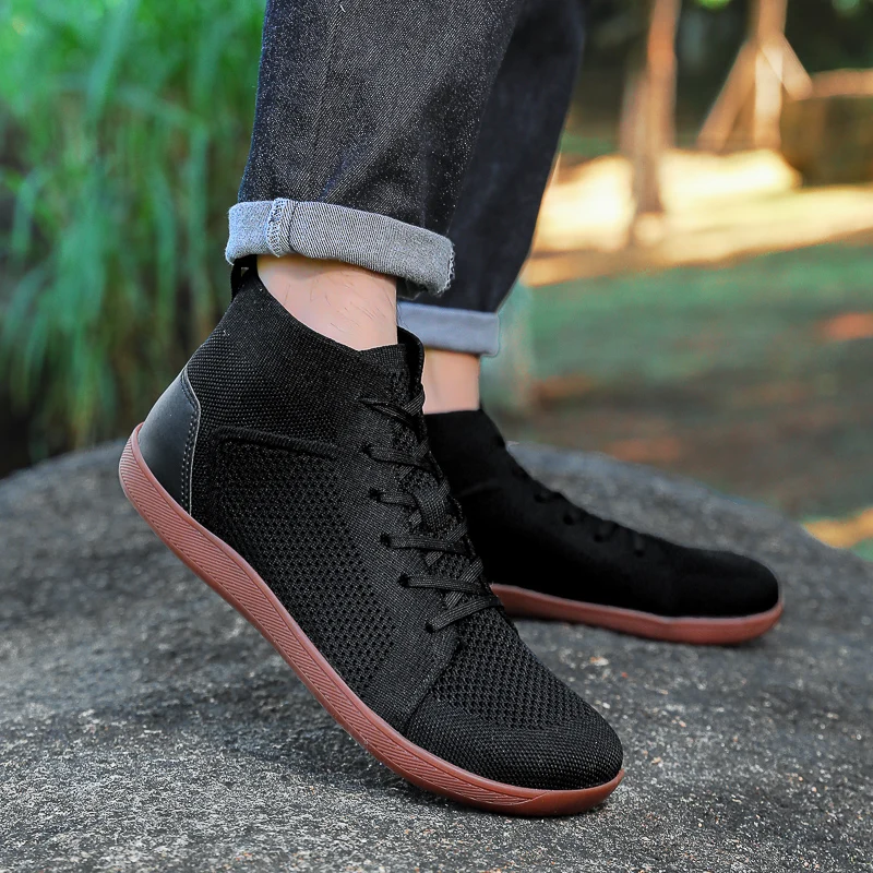 Mid-Top Barefoot Shoes Unisex Wide Toe Box Trail Running Sneakes Mens Womens Zero Drop Lace Up Outdoor Walking Non-Slip Boots