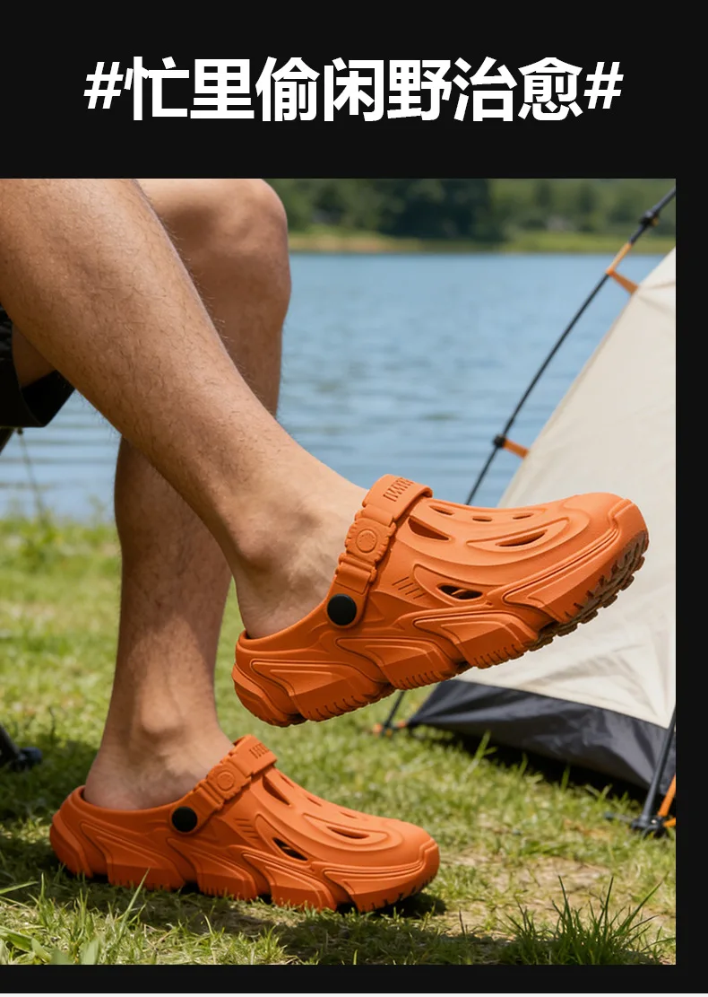 Anti Slip Hole Shoes for Men, 2026 New Style for Summer Outdoor Wear Driving Outdoors Beach Fishing River Wading Sandals for Men