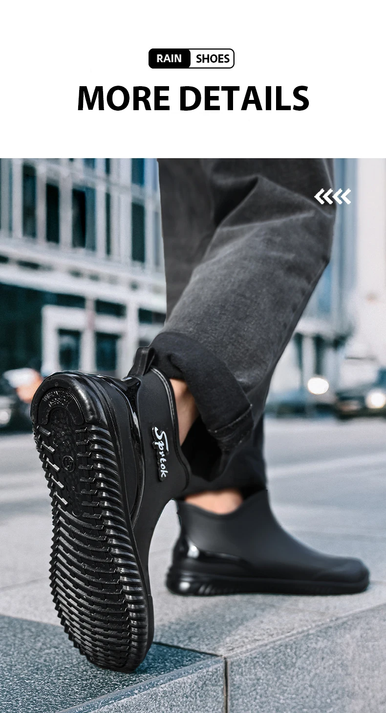 Fashionable Adult Short Rain Boots Waterproof Ankle Shoes Anti-Slip Durable Rubber Footwear For Men Women Suitable for Rainy Day