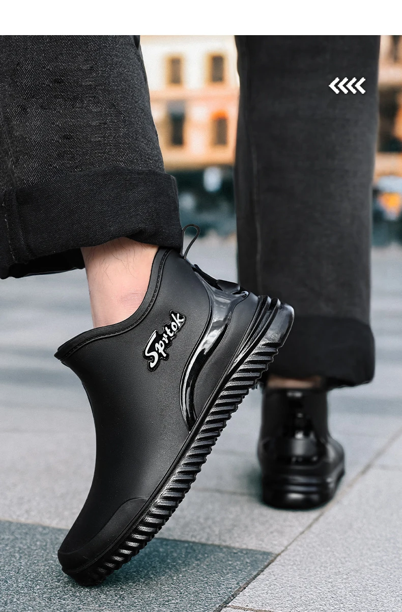 Fashionable Adult Short Rain Boots Waterproof Ankle Shoes Anti-Slip Durable Rubber Footwear For Men Women Suitable for Rainy Day
