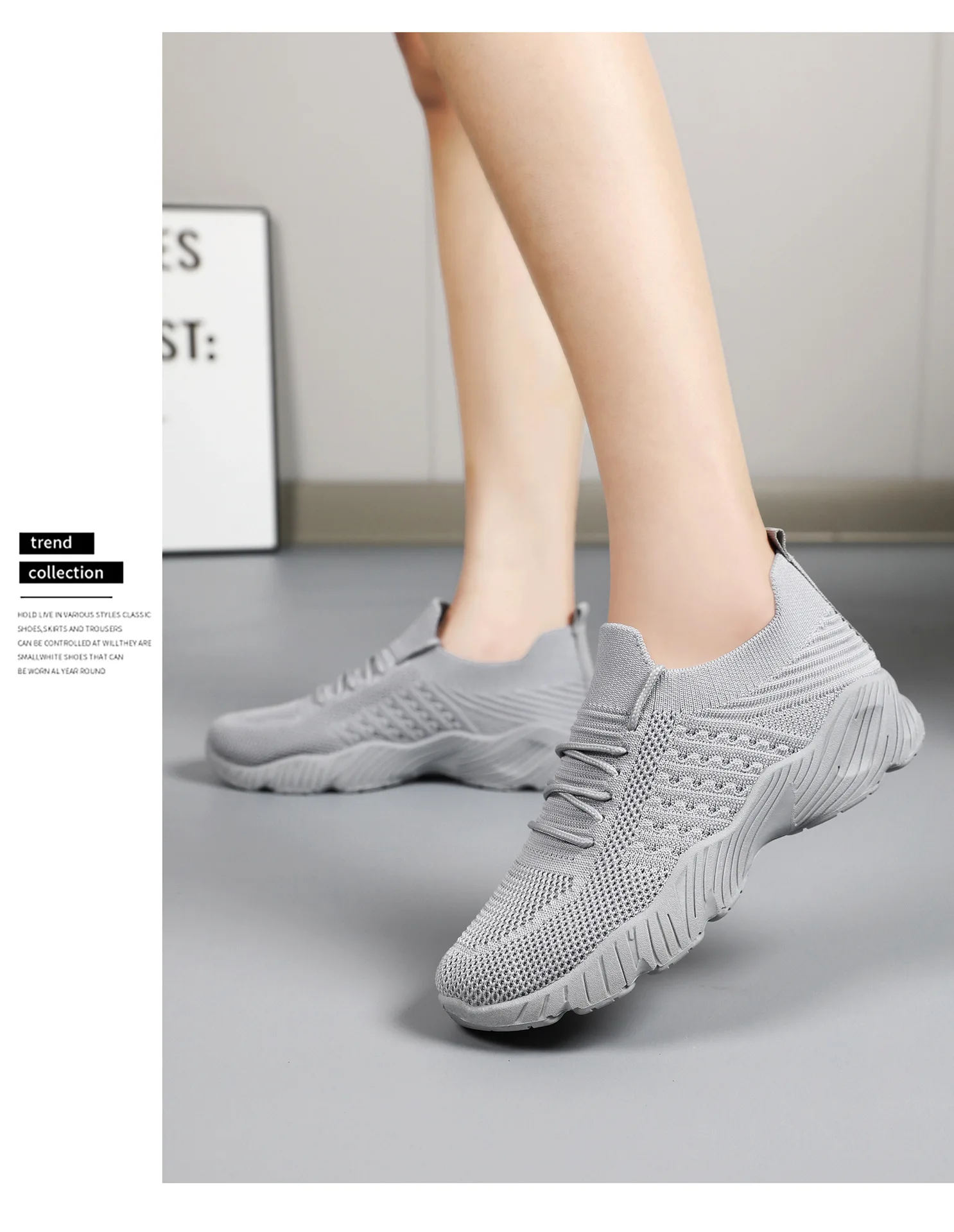Women Breathable Flying Weave Sneakers Lightweight Soft Sole Elderly Mom Walking Shoes Summer Mesh Non Slip Casual Sports Shoes