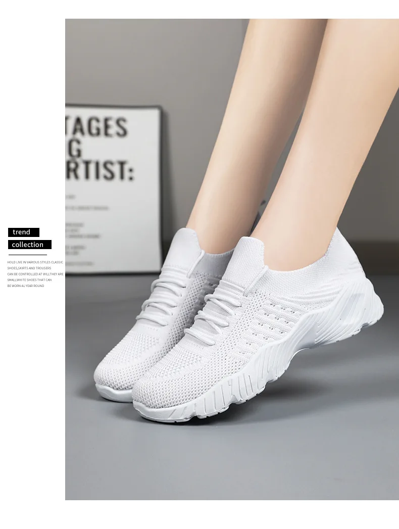 Women Breathable Flying Weave Sneakers Lightweight Soft Sole Elderly Mom Walking Shoes Summer Mesh Non Slip Casual Sports Shoes
