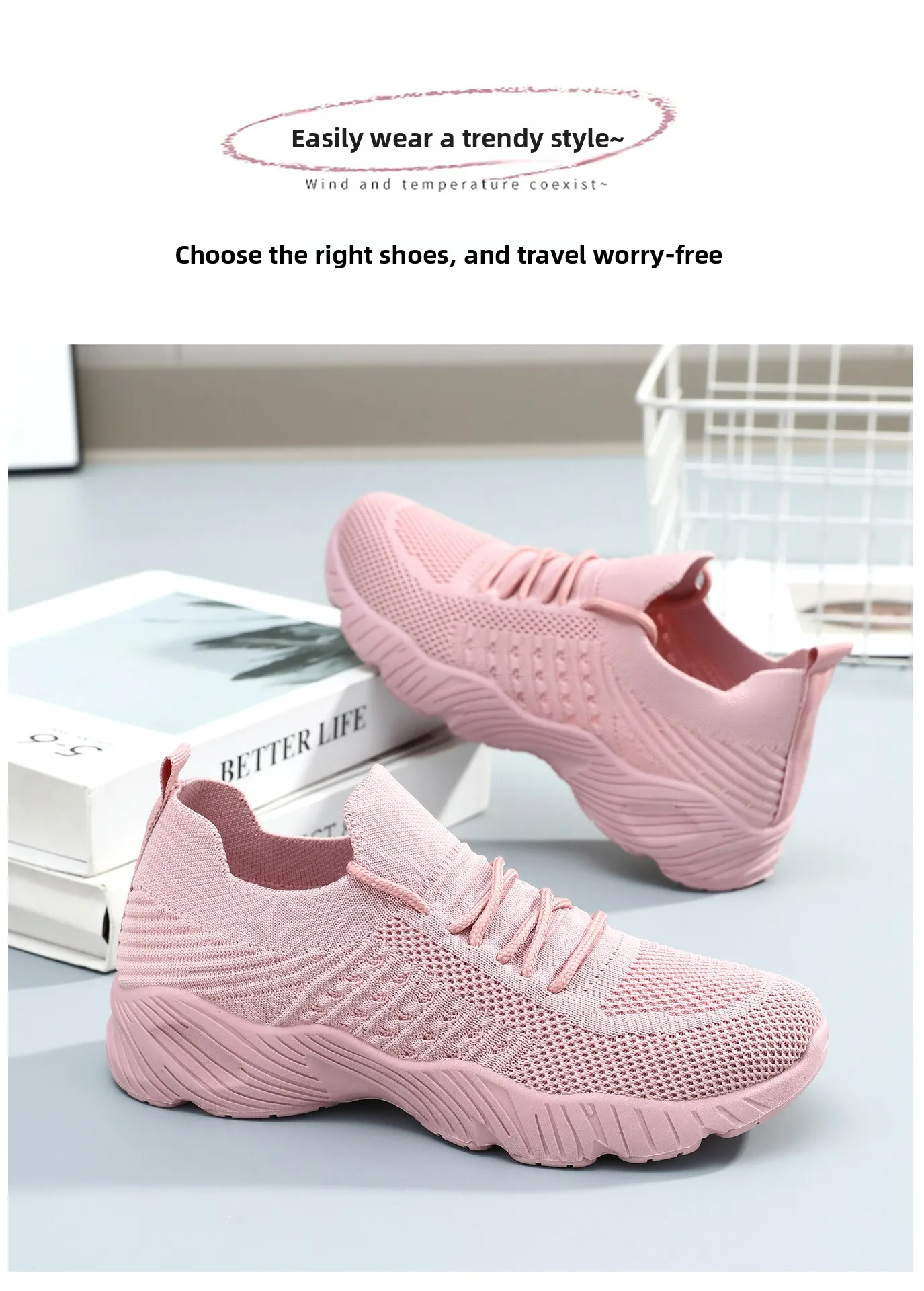 Women Breathable Flying Weave Sneakers Lightweight Soft Sole Elderly Mom Walking Shoes Summer Mesh Non Slip Casual Sports Shoes