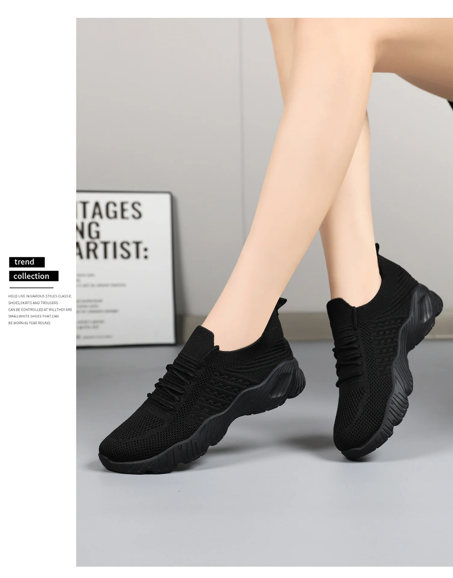 Women Breathable Flying Weave Sneakers Lightweight Soft Sole Elderly Mom Walking Shoes Summer Mesh Non Slip Casual Sports Shoes