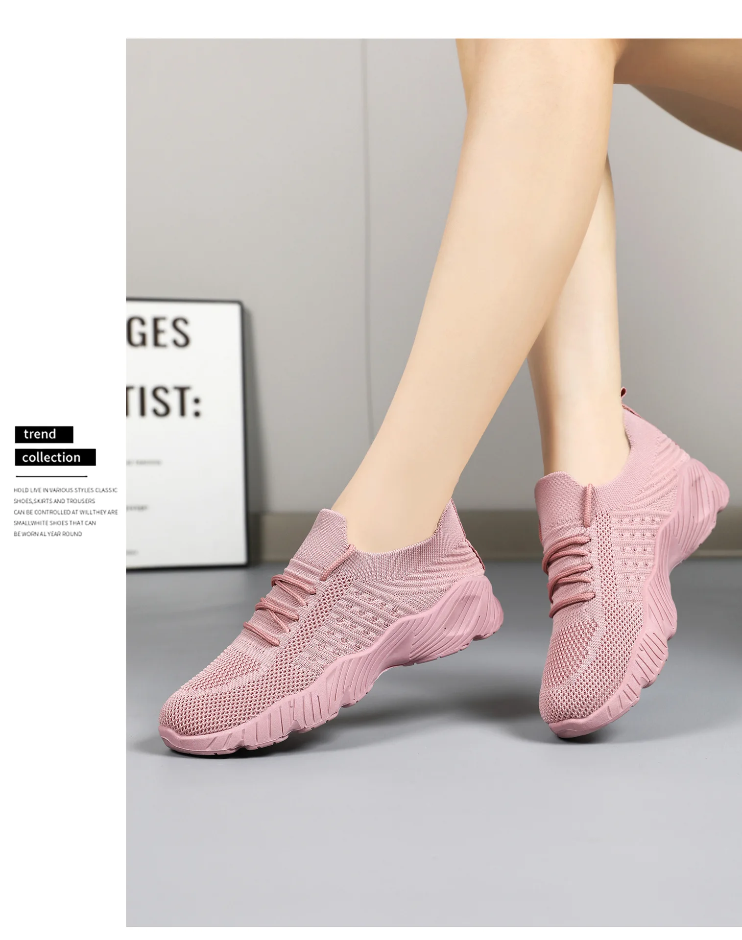 Women Breathable Flying Weave Sneakers Lightweight Soft Sole Elderly Mom Walking Shoes Summer Mesh Non Slip Casual Sports Shoes