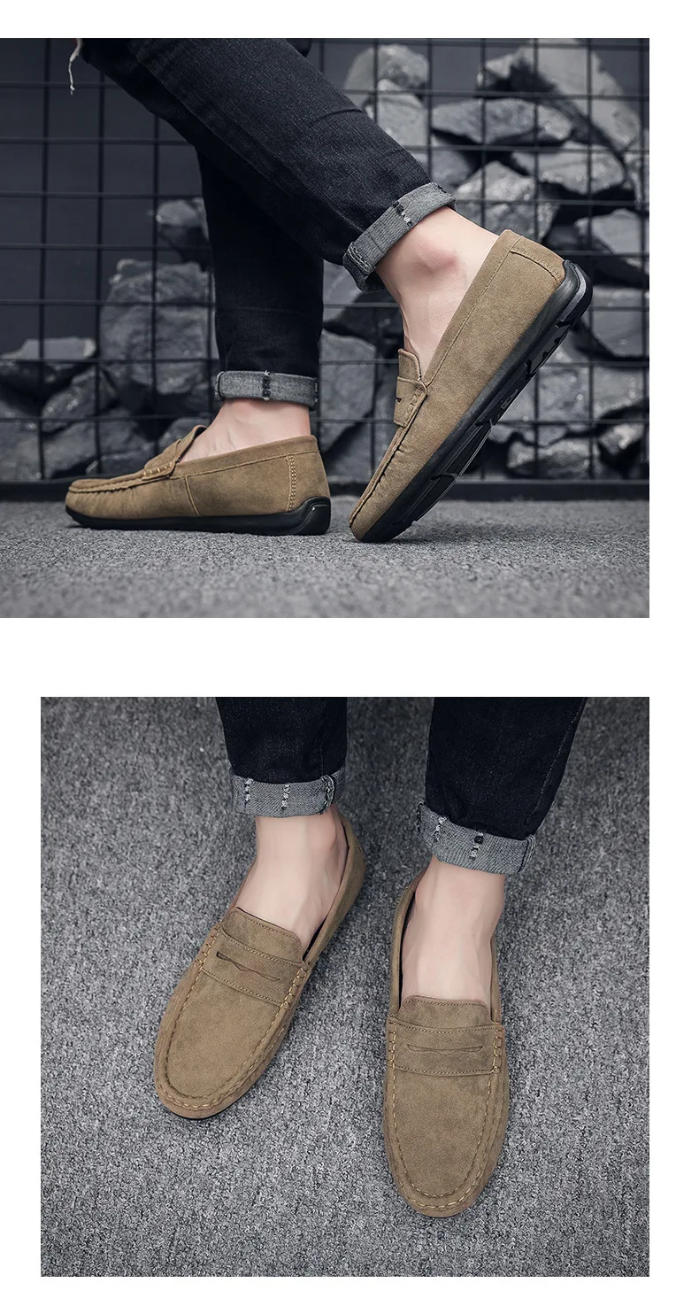 Men's Loafers Lightweight and Breathable Casual Shoes Mens Flat Driving Shoes Soft Sole Slip-on Business Shoes Moccasins