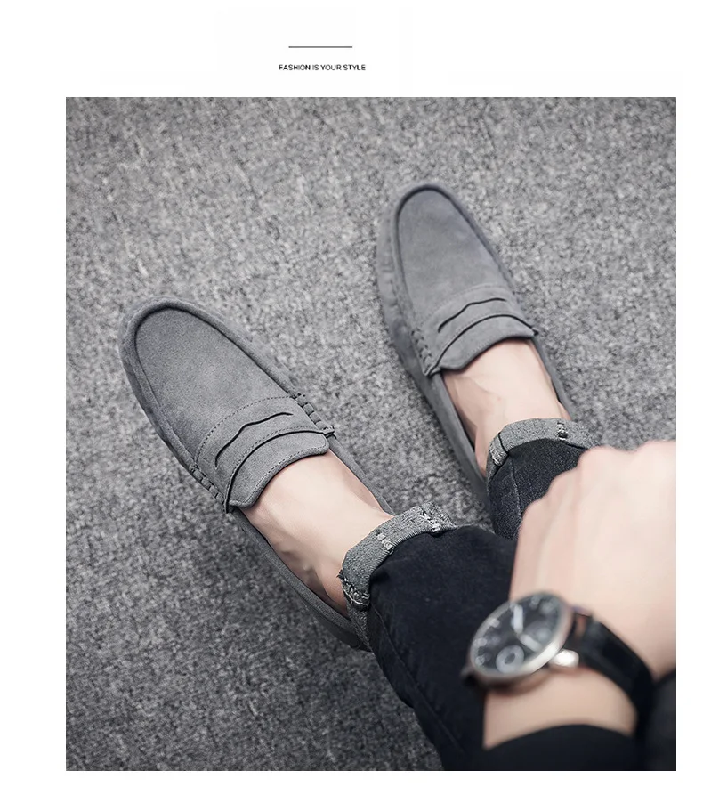 Men's Loafers Lightweight and Breathable Casual Shoes Mens Flat Driving Shoes Soft Sole Slip-on Business Shoes Moccasins