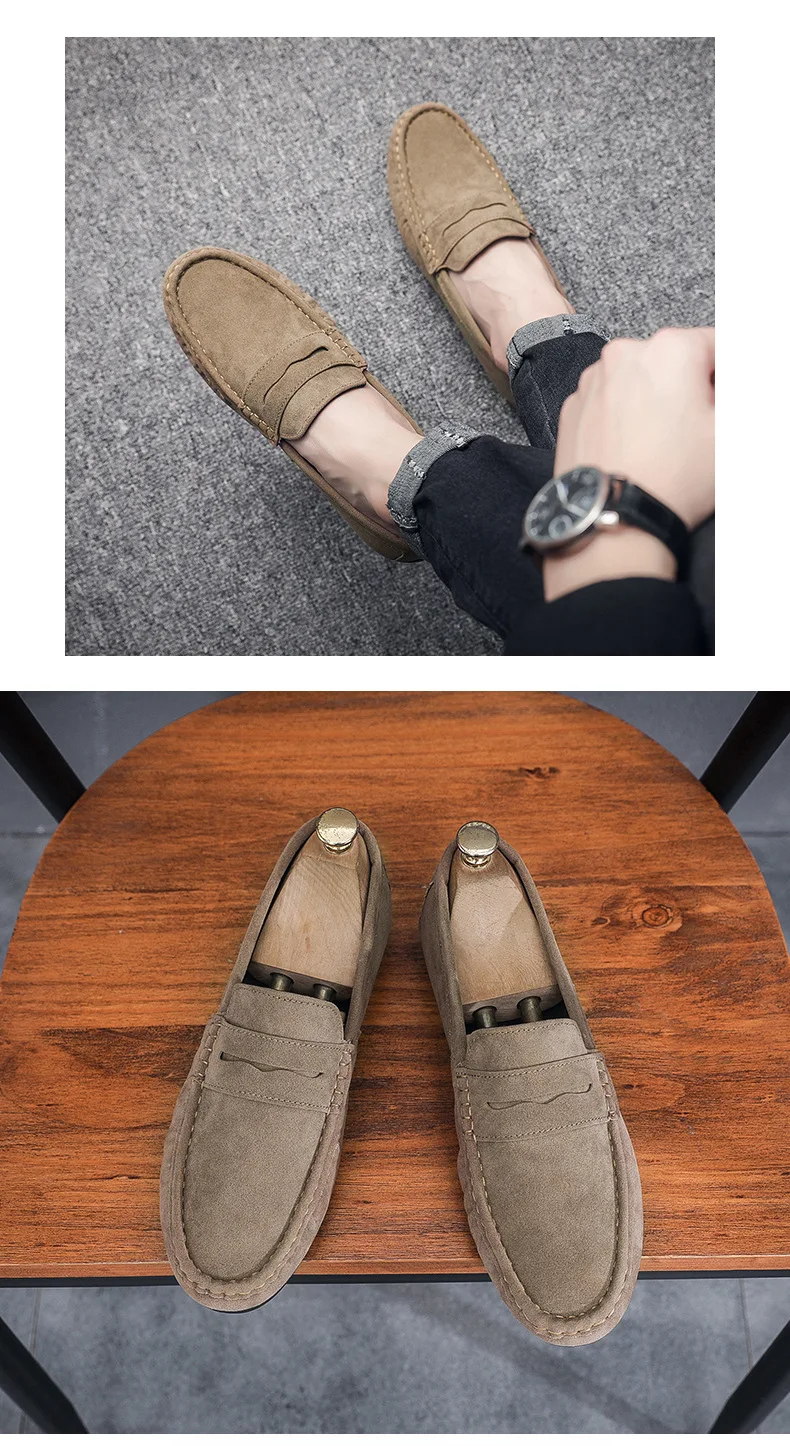 Men's Loafers Lightweight and Breathable Casual Shoes Mens Flat Driving Shoes Soft Sole Slip-on Business Shoes Moccasins