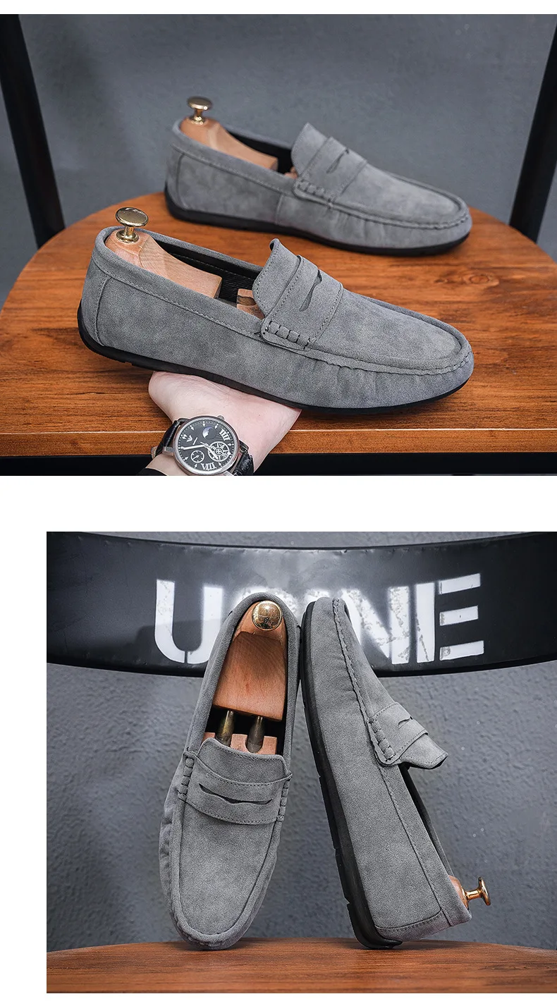 Men's Loafers Lightweight and Breathable Casual Shoes Mens Flat Driving Shoes Soft Sole Slip-on Business Shoes Moccasins
