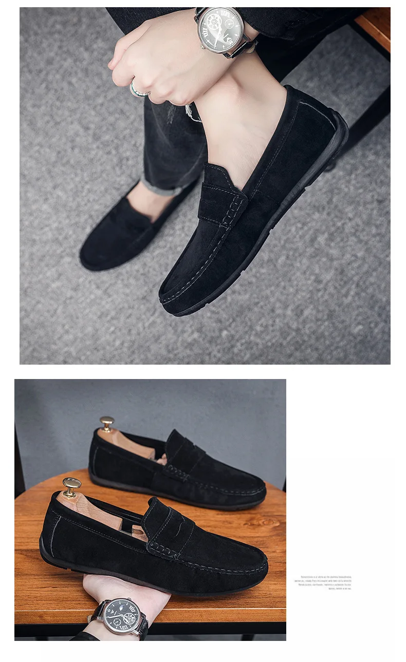 Men's Loafers Lightweight and Breathable Casual Shoes Mens Flat Driving Shoes Soft Sole Slip-on Business Shoes Moccasins