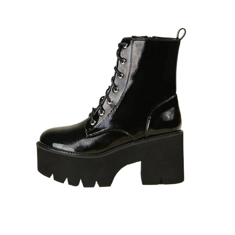 Spring Autumn Fashion Thick Soled Height Increasing Short Tube Women's Boots Trend Punk Style Spicy Girl Slimming Women's Boots