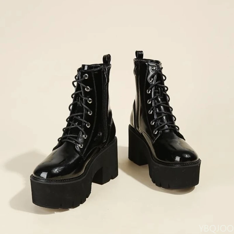 Spring Autumn Fashion Thick Soled Height Increasing Short Tube Women's Boots Trend Punk Style Spicy Girl Slimming Women's Boots