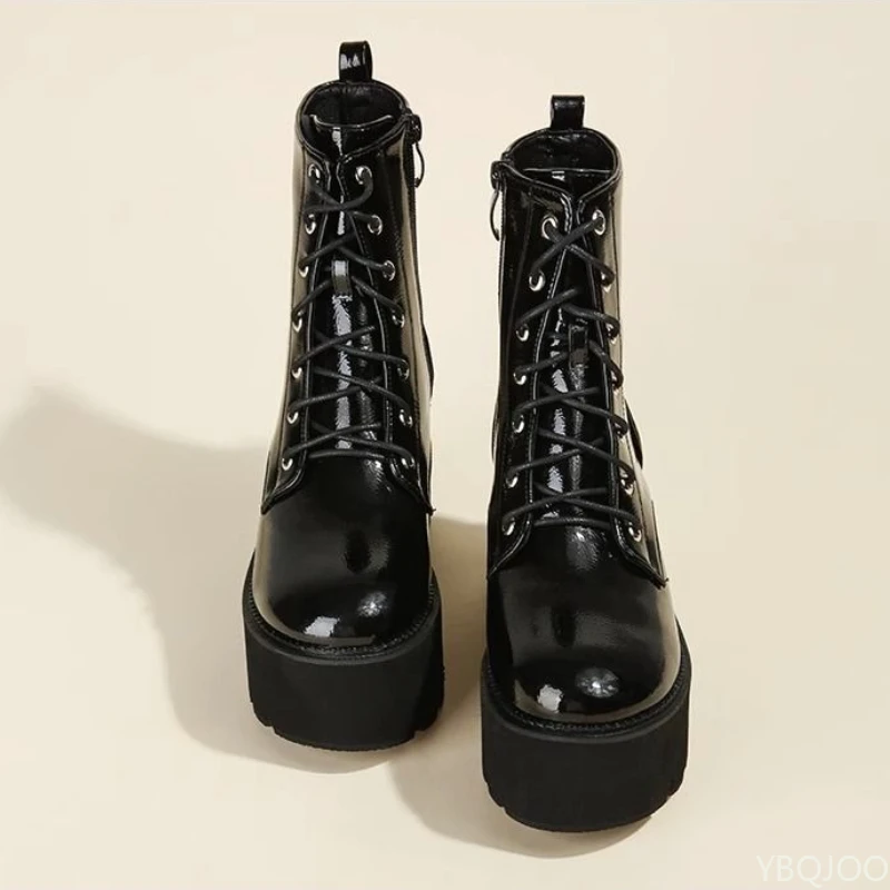 Spring Autumn Fashion Thick Soled Height Increasing Short Tube Women's Boots Trend Punk Style Spicy Girl Slimming Women's Boots