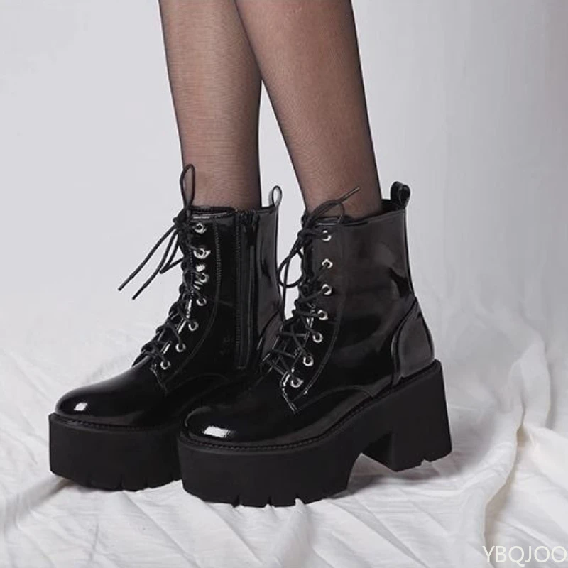 Spring Autumn Fashion Thick Soled Height Increasing Short Tube Women's Boots Trend Punk Style Spicy Girl Slimming Women's Boots