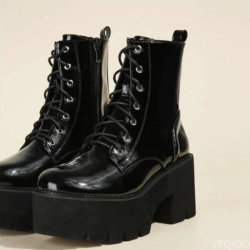Spring Autumn Fashion Thick Soled Height Increasing Short Tube Women's Boots Trend Punk Style Spicy Girl Slimming Women's Boots