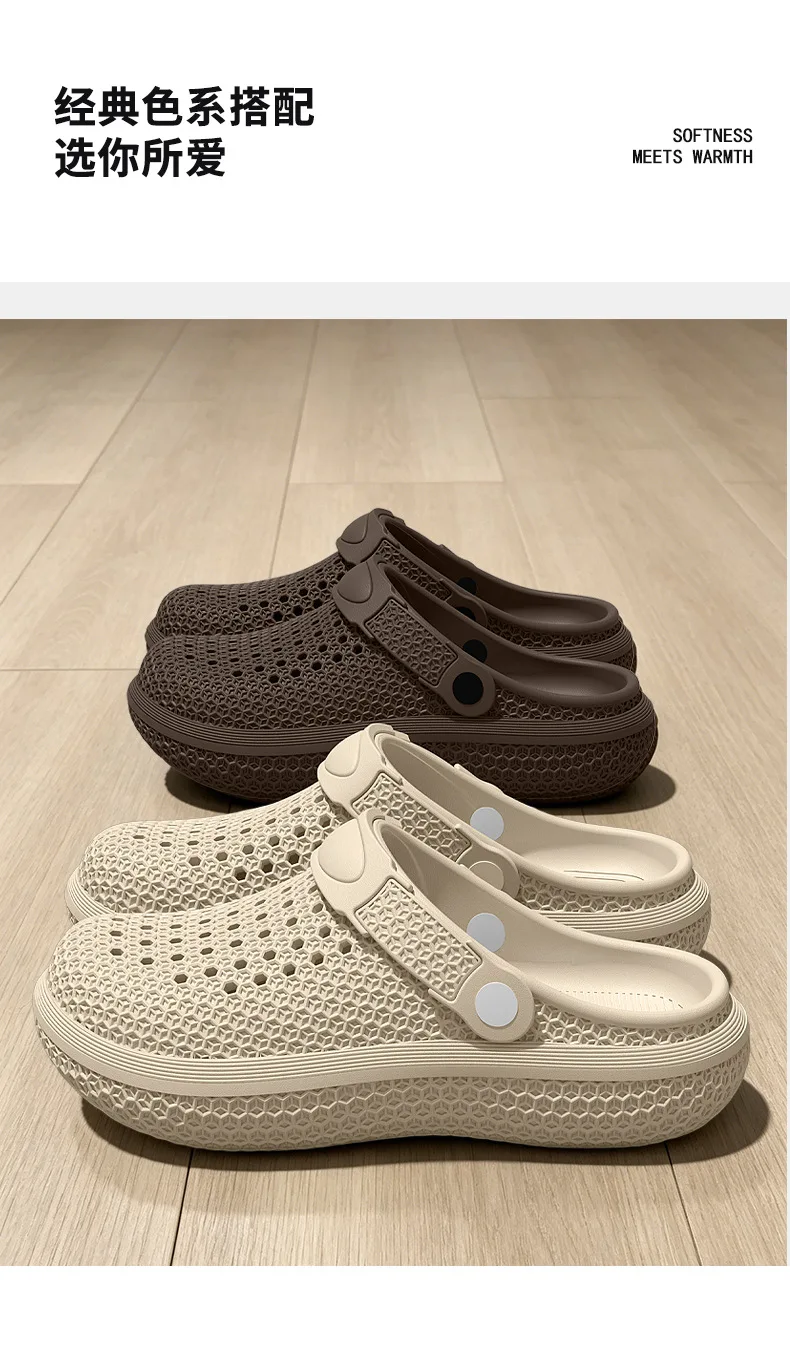 Men Soft Cloud Feel 4cm Chunky Platform Clogs Honeycomb EVA Breathable Hole Slippers Non-slip Casual Outdoor Garden Shoes