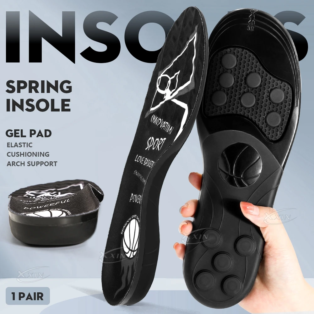 【Xxin】Spring Silicone Gel Shoe Insole Pad Elastic Sport Shoes Cushioning Insoles For Basketball Size35-46